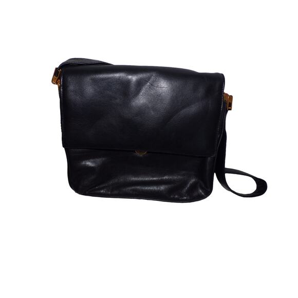 Classic Style Genuine Leather Navy Blue Shoulder Bag with Gold tone Hardware - Picture 2 of 5